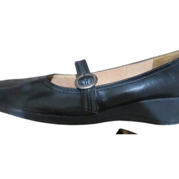 Lifestride Demi Black Vegan Leather Mary Jane Buckle Wedges 8.5 antifatigue - Picture 9 of 12